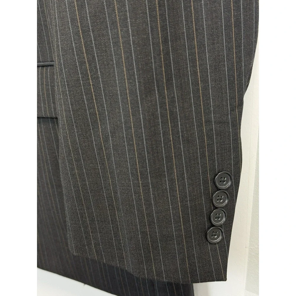 Martina Franca Wool 2-pc Suit Men's 48L 3 Button Blazer‎ 40X31 Pants Grey Stripe